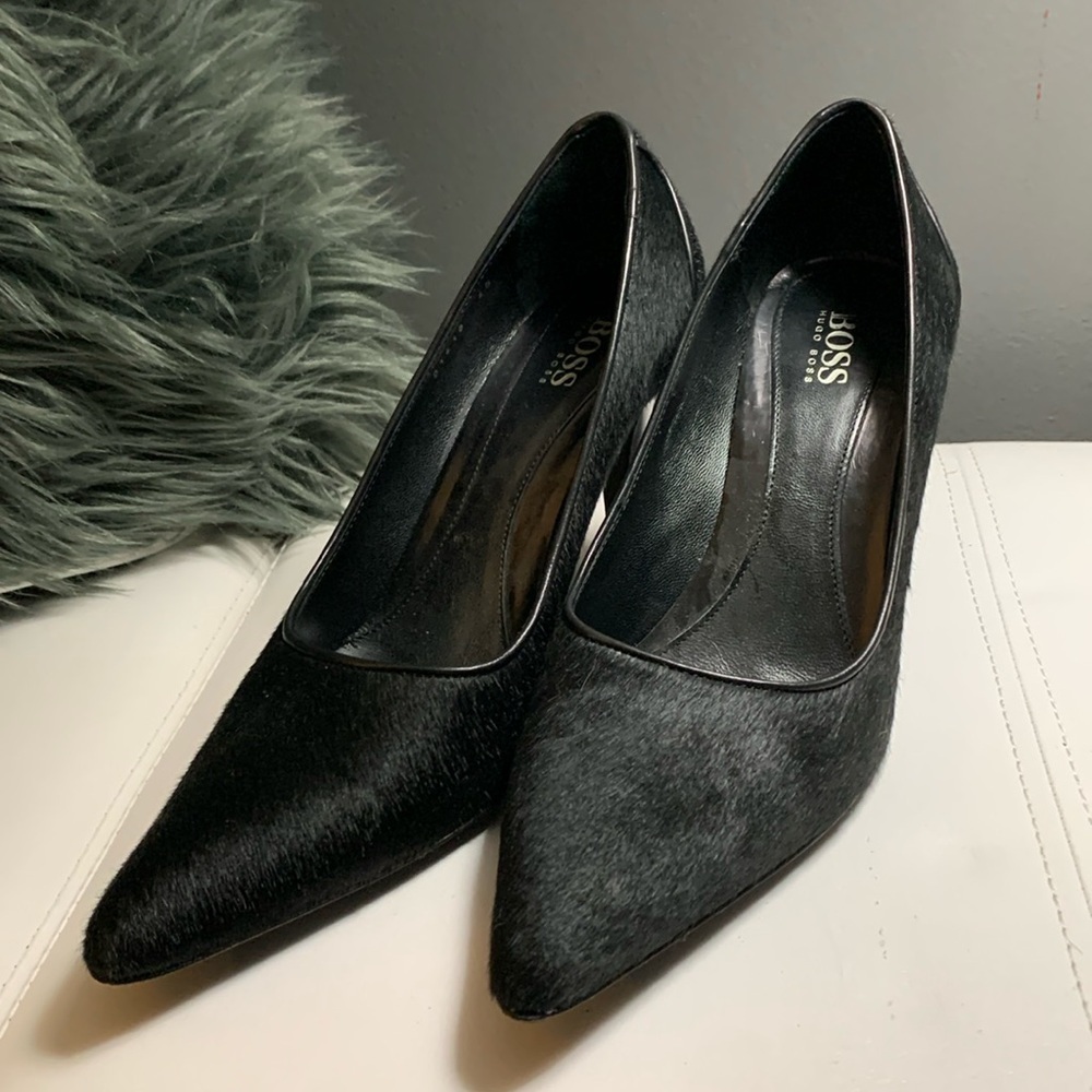 Boss Fur Pumps with Leather trim
